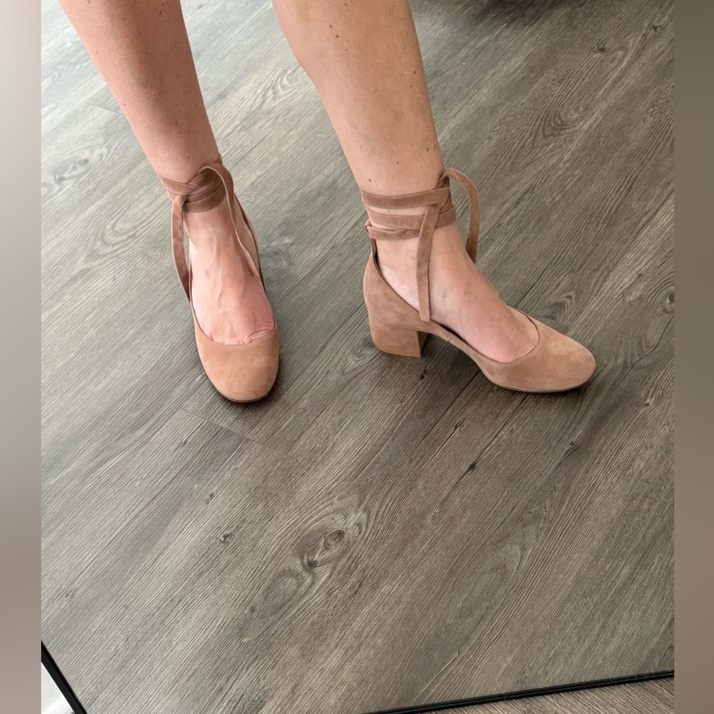 Gianvito Rossi Tan Suede Ankle Tie Mary Jane
